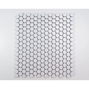 PENNY ROUND WHITE MATTE 19MM PORCELAIN MOSAIC - porcelain tile